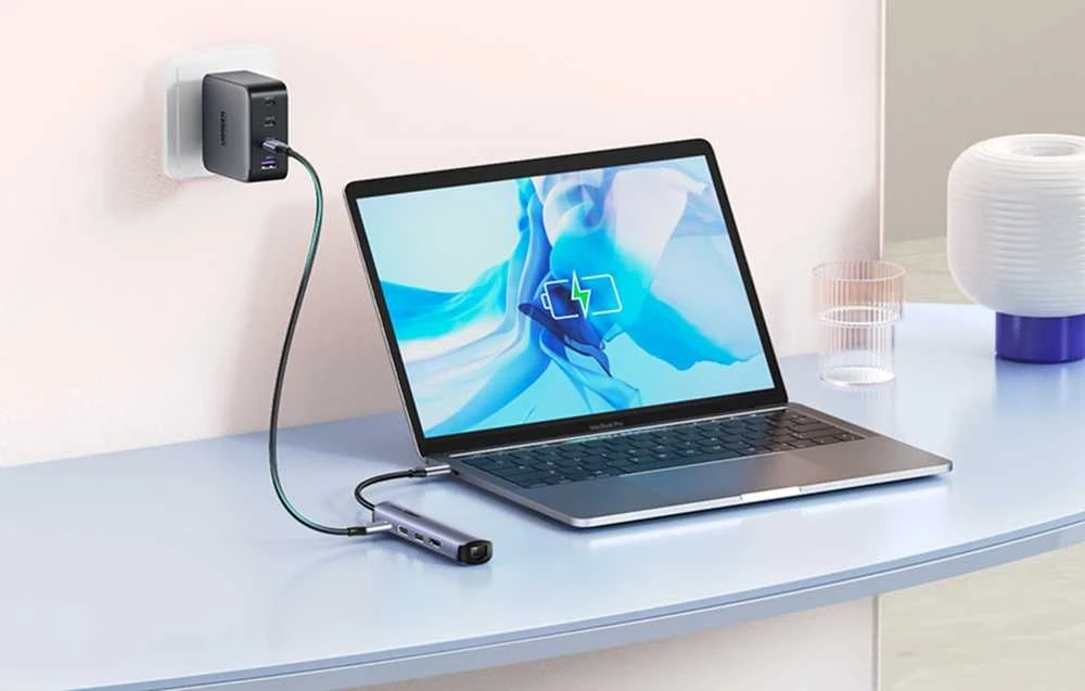 Hub / šakotuvas 100W PD USB-C - 2x USB + HDMI 4K 30 Hz + RJ45 1Gbps UGREEN Revodok CM418 pilkos spalvos