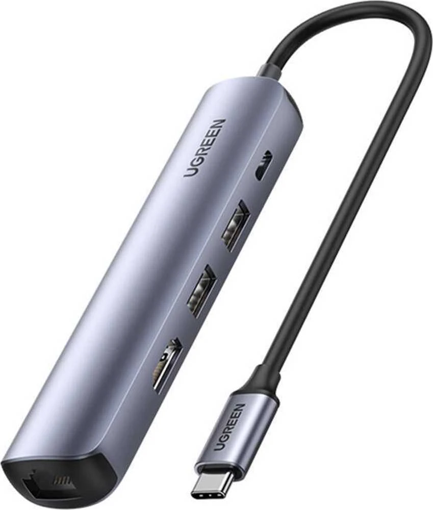 UGREEN Revodok pilkas USB-C šakotuvas su jungčių skydeliu