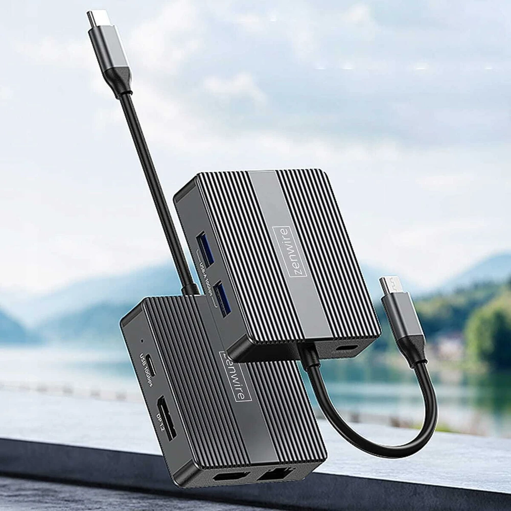 USB šakotuvas Zenwire šakotuvas USB-C 7w1 adapteris USB 3.0 HDMI 4K 60Hz ekrano prievadas gigabito RJ-45 1000M BS-HP706