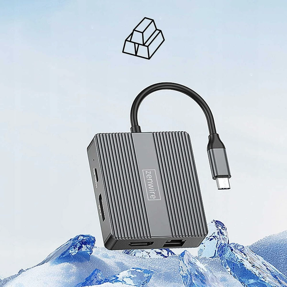 USB šakotuvas Zenwire šakotuvas USB-C 7w1 adapteris USB 3.0 HDMI 4K 60Hz ekrano prievadas gigabito RJ-45 1000M BS-HP706