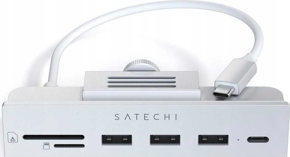 Adapteris HUB USB C Satechi for iMac M1 2021 24" and 27" Studio Ekranas 2022 ST-UCICHS sidabrinis