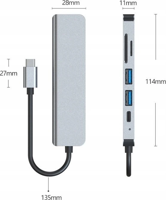 USB stebulės 6 viename USB stebulės skirstytuvas