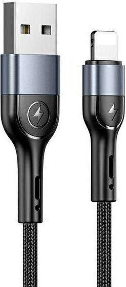 USAMS Braided Kabelis U55 2A Lightning 1pc for set U55 juodos spalvos 1m SJ448ZJ01 (US-SJ448) SJ448USBS