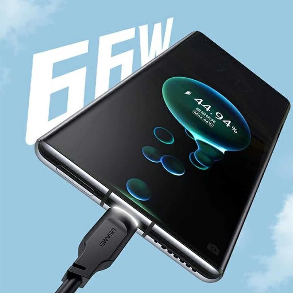 USAMS kabelis USB-C 6A 1.2m Port Ekranas Fast Charging Lithe Series žalios spalvos SJ568USB04 (US-SJ568)