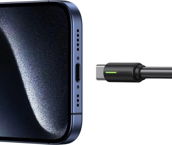 USAMS Kabelis USB-C 3A YU Series 1mUSB-C/USB-C juodos spalvos SJ732USB01 (US-SJ732 )