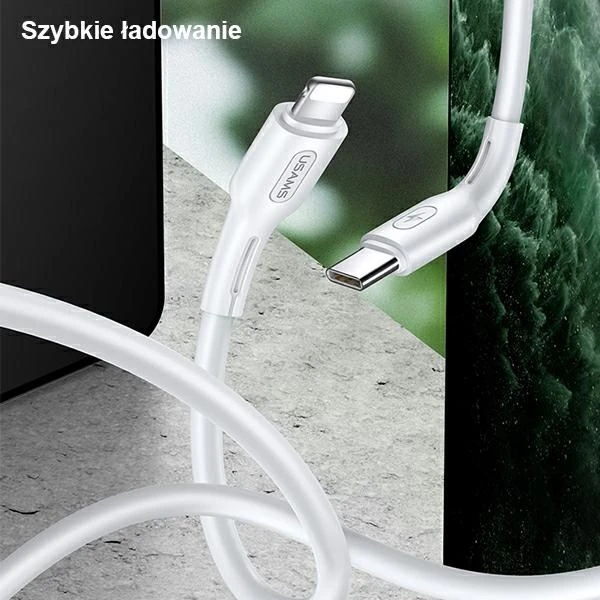 USAMS U43 USB-C į lightning greito įkrovimo laidas 30W, Juodas