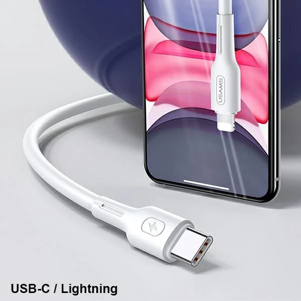 USAMS U43 USB-C į lightning greito įkrovimo laidas 30W, Juodas
