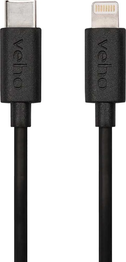 USB Veho „Lightning“ į USB-C laidas, 0,2 m, juodas (VCL-004-MFI-C-20CM)