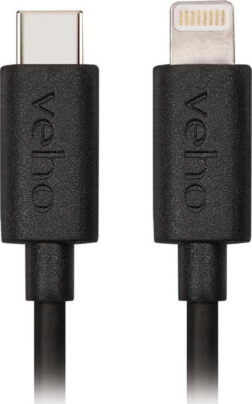USB Veho „Lightning“ į USB-C laidas, 0,2 m, juodas (VCL-004-MFI-C-20CM)
