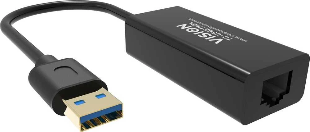 Adapteris USB Vision USB-A - RJ-45 Juodas (TC-USBETH/BL)