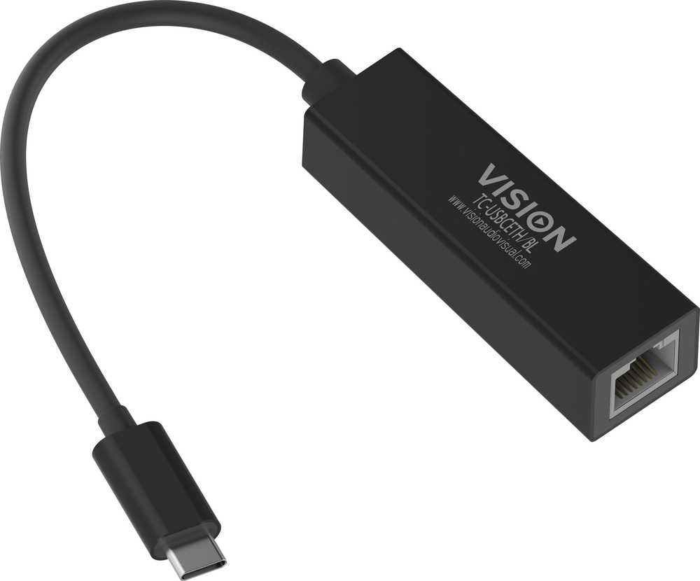 Adapteris USB Vision USB-C - RJ-45 Juodas (TC-USBCETH/BL)