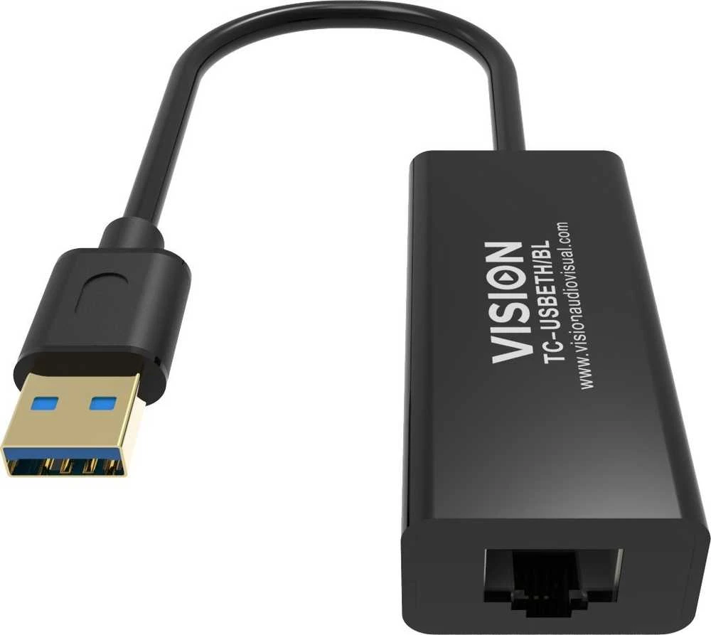 Adapteris USB Vision USB-A - RJ-45 Juodas (TC-USBETH/BL)