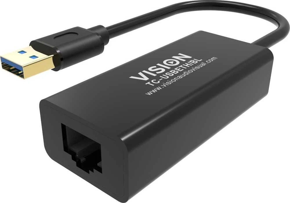 Adapteris USB Vision USB-A - RJ-45 Juodas (TC-USBETH/BL)