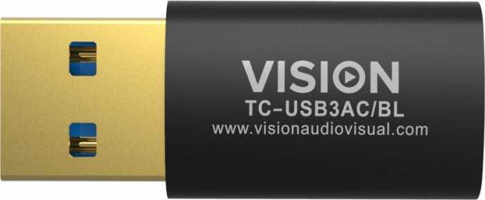 Vision Professioneller installationstauglicher USB-C-zu-USB-A-Adapteris - 30 JAHRE GARANTIE - wird an der Standard-USB-A 3.0-Buchse eines Laptops angeschlossen - USB-C (F) zu USB-A (M) - USB 3.1 Gen 2 - juodas
