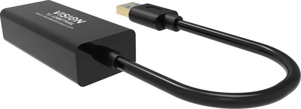 Adapteris USB Vision USB-A - RJ-45 Juodas (TC-USBETH/BL)