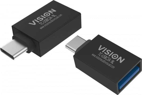 Adapteris USB Vision USB-A - USB-C Juodas (TC-USBC3A/BL)