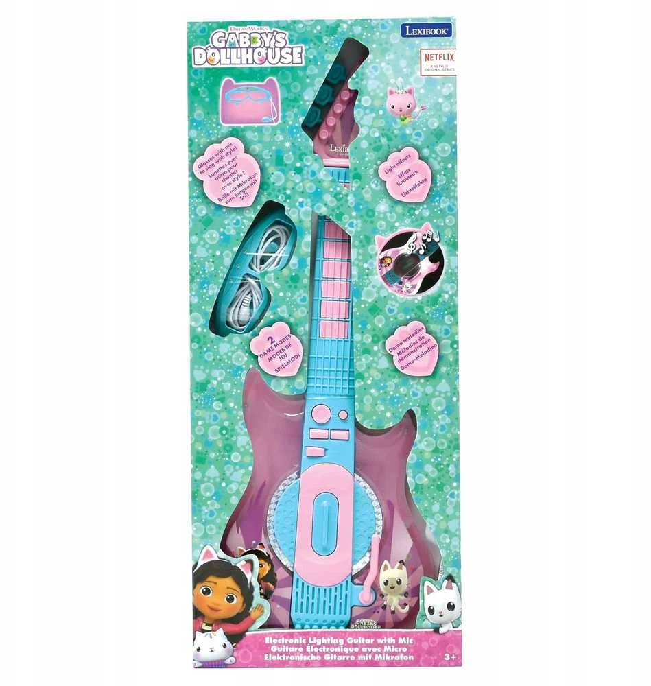 Lexibook Gabby's Dollhouse elektroninė šviečianti gitara su mikrofonu akinių formos