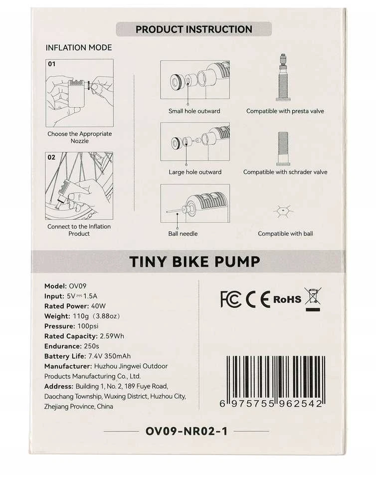 Usorteret Pompka rowerowa elektrinė FlexTail Tiny Bike Pump