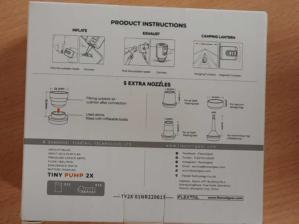 Flextail Tiny Pump 2X Nešiojamas siurblys Oranžinis