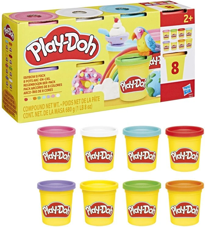 Usorteret Play-Doh 8 vnt. pakuotė, po 680 g – vaivorykštės spalvos