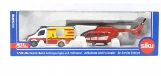 Siku Žaislinis Mercedes-Benz greitosios pagalbos automobilis ir sraigtasparnis
