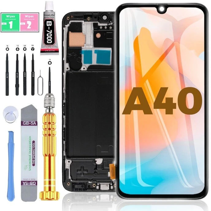 Uts Group FIXCELL LCD ekranas SAMSUNG A40 AMOLED su rėmeliu (atnaujintas)