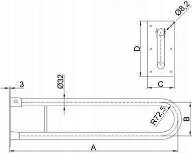 UUWC-6 INOX / CORRADOMED / KREIPIMO RANKENA WC INOX 600MM FI32