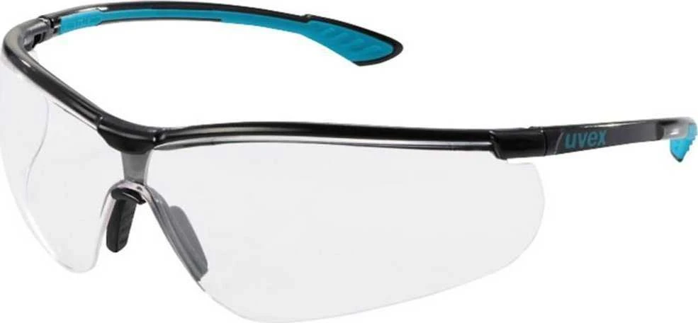 Apsauginiai akiniai Uvex Sportstyle skaidria linze, supravision extreme (nesibraižantys ir nerasojantys) padengimas, juodos/mėlynos kojelės.