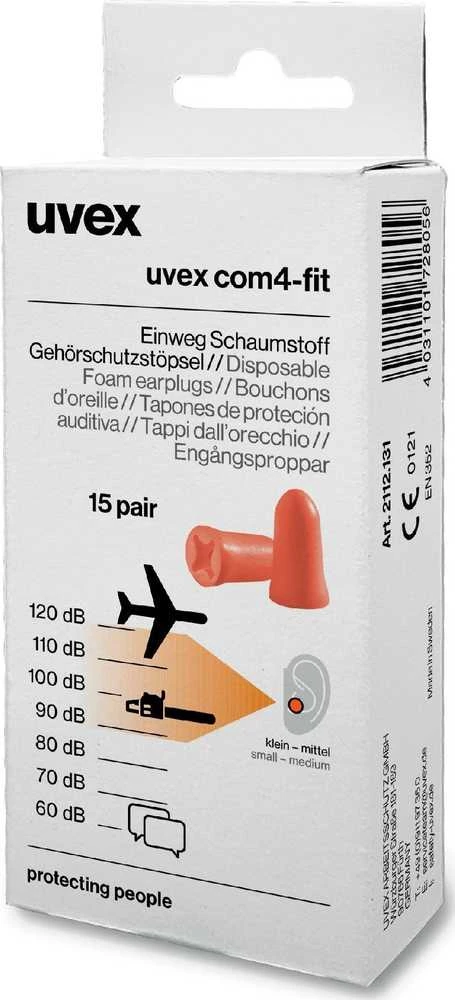 Uvex com4-fit ausų kamštukai, 15 porų pakuotė