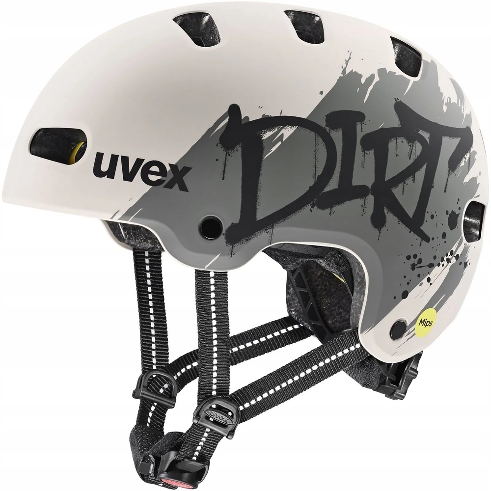 Šalmas Uvex kid 4 style MIPS dirt warm pilkas matt-55-58CM