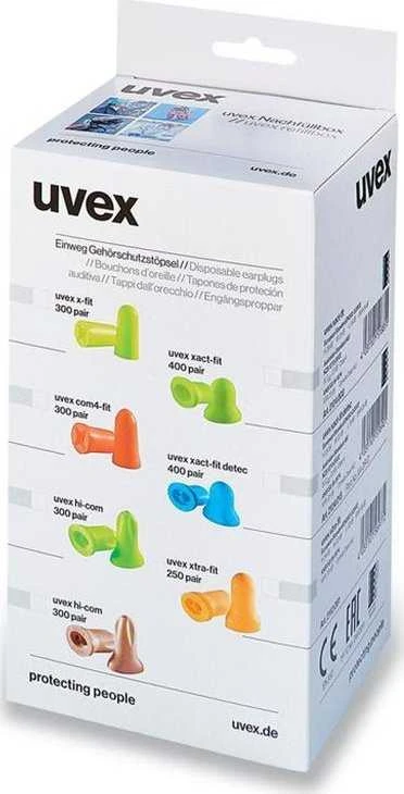 Ausų kamštukai Uvex com4-fit, oranžiniai, SNR: 33, dydis S, pakeitimui Uvex dispenseriui, 300 porų.