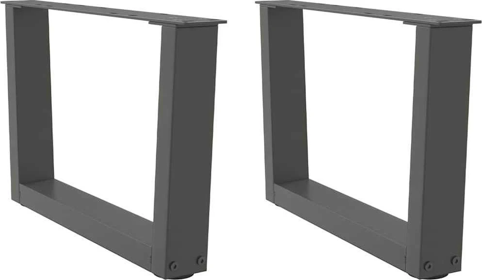 Kavos staliuko kojelės, V formos, 2 vnt., antracito spalvos, 50x(30-31,3) cm, plienas