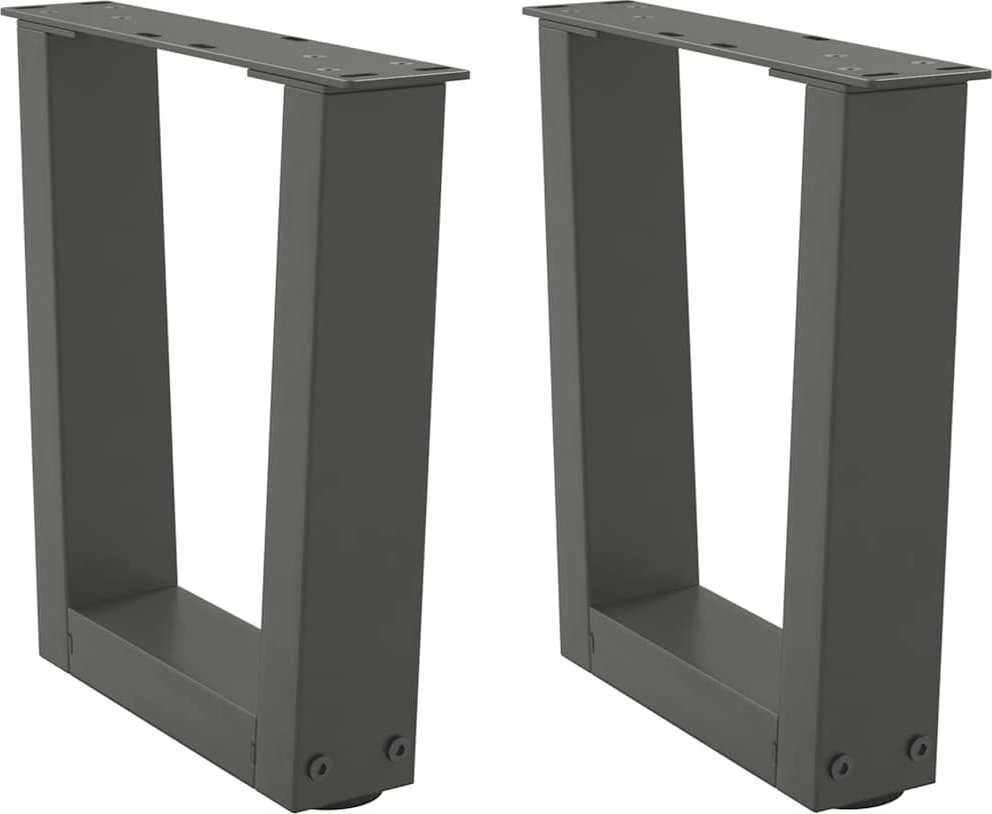Kavos staliuko kojelės, V formos, 2 vnt., antracito spalvos, 40x(30-31,3) cm, plienas