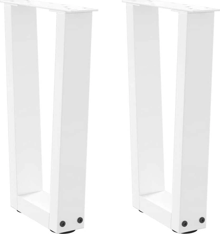 Kavos staliuko kojelės, V formos, 2 vnt., baltos, 38x(42-43,3) cm, plienas