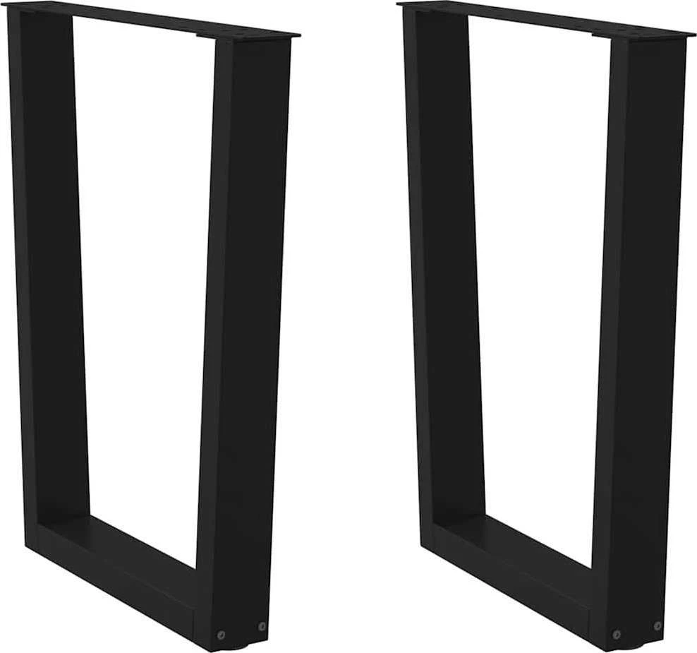 Valgomojo stalo kojelės, V formos, 2 vnt., juodos, 70x(72-73,3) cm, plienas
