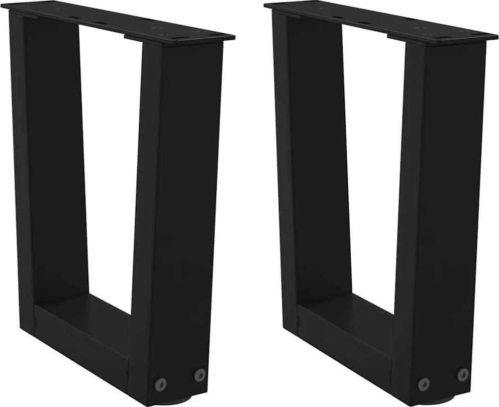 Kavos staliuko kojelės, V formos, 2 vnt., juodos, 40x(30-31,3) cm, plienas