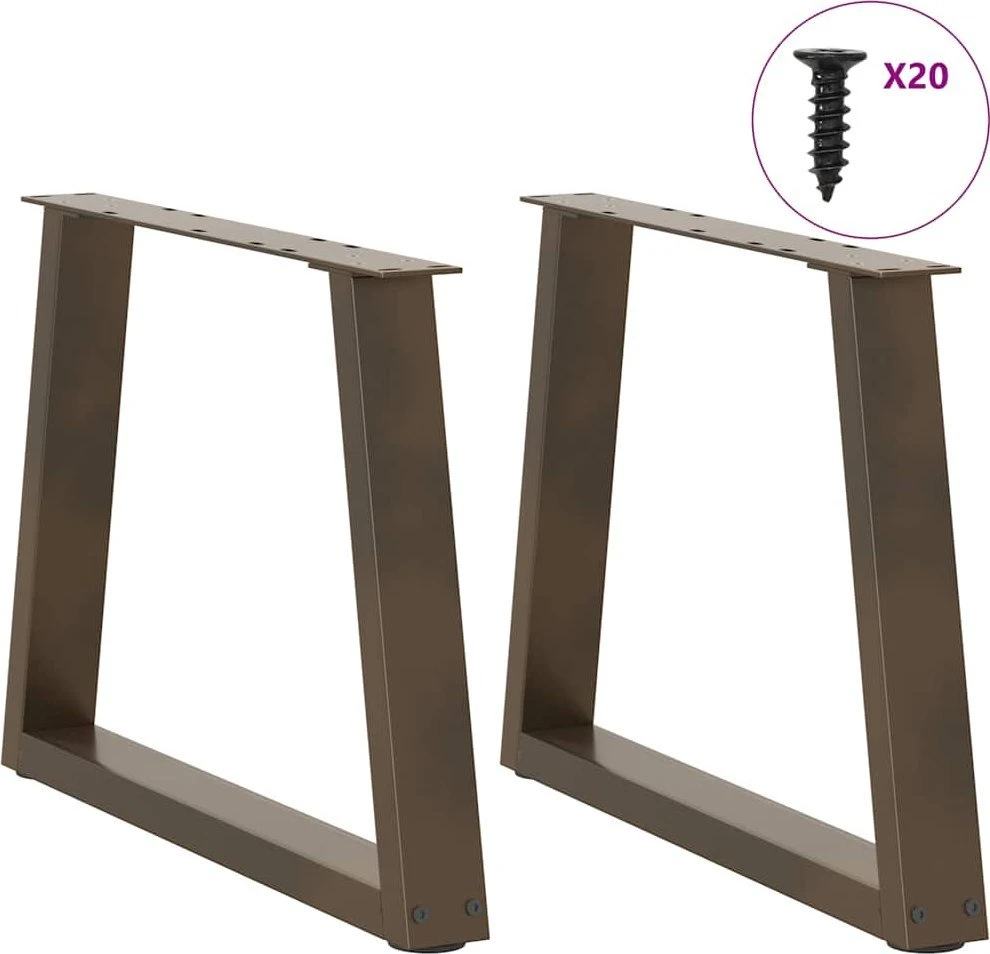 Kavos staliuko kojelės, V formos, 2 vnt., natūralus plienas, 50x(42-43,3) cm, plienas