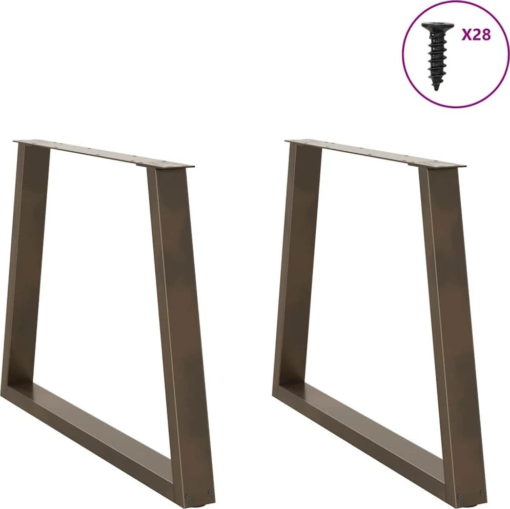Valgomojo stalo kojelės, V formos, 2 vnt., natūralus plienas, 100 x (72-73,3) cm, plienas