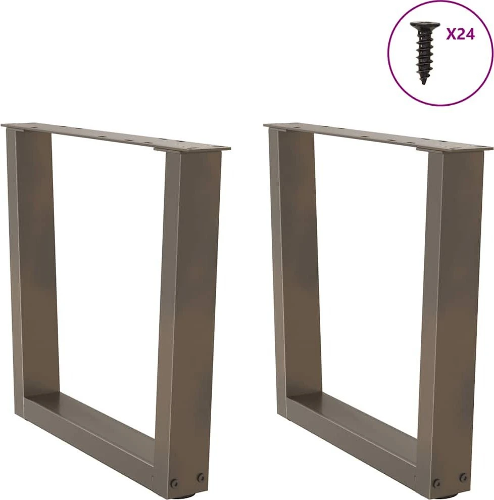 Kavos staliuko kojelės, V formos, 2 vnt., natūralus plienas, 60x(42-43,3) cm, plienas