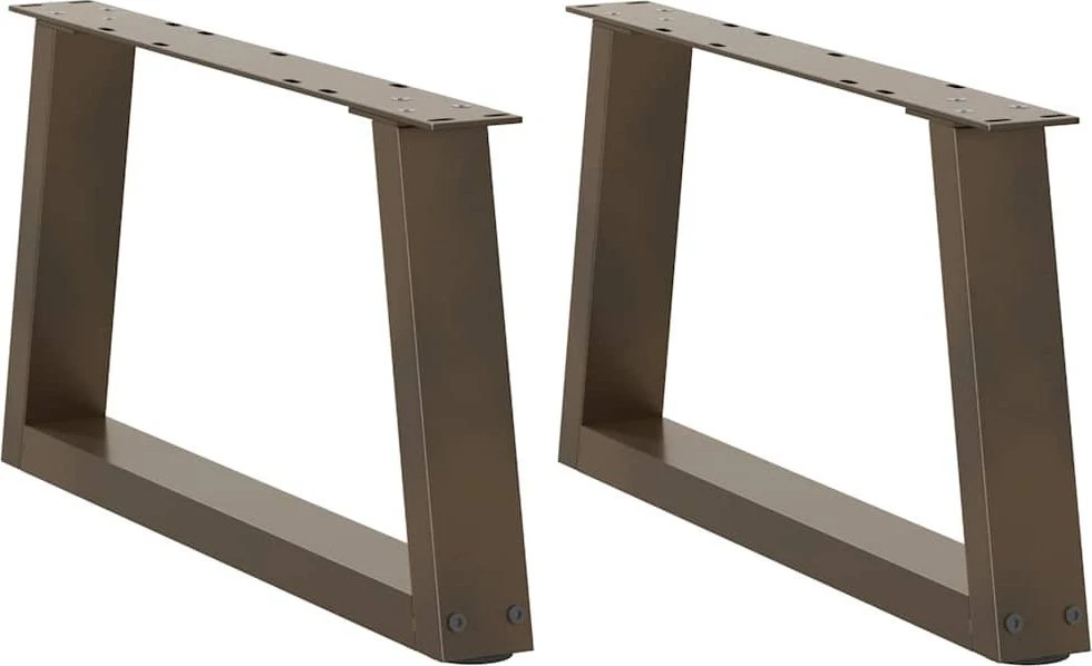 Kavos staliuko kojelės, V formos, 2 vnt., natūralus plienas, 50x(30-31,3) cm, plienas