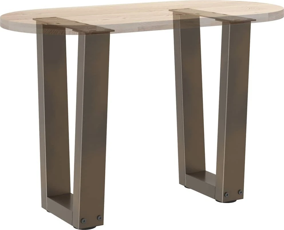 Kavos staliuko kojelės, V formos, 2 vnt., natūralus plienas, 28x(42-43,3) cm, plienas