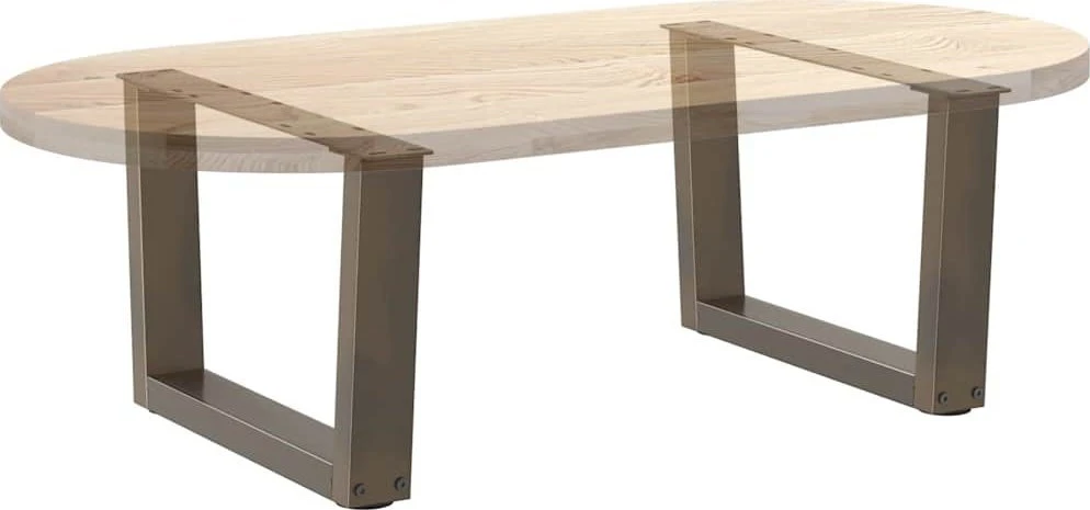 Kavos staliuko kojelės, V formos, 2 vnt., natūralus plienas, 50x(30-31,3) cm, plienas