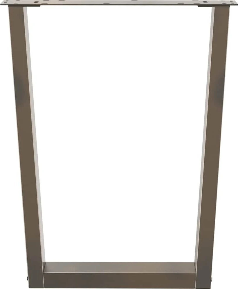 Valgomojo stalo kojelės, V formos, 2 vnt., natūralus plienas, 60x(72-73,3) cm, plienas