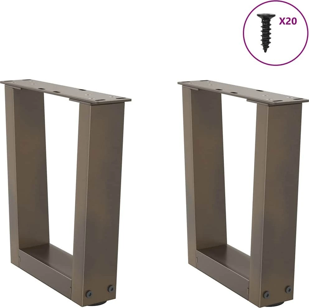 Kavos staliuko kojelės, V formos, 2 vnt., natūralus plienas, 40x(30-31,3) cm, plienas