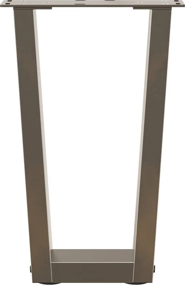 Kavos staliuko kojelės, V formos, 2 vnt., natūralus plienas, 28x(42-43,3) cm, plienas