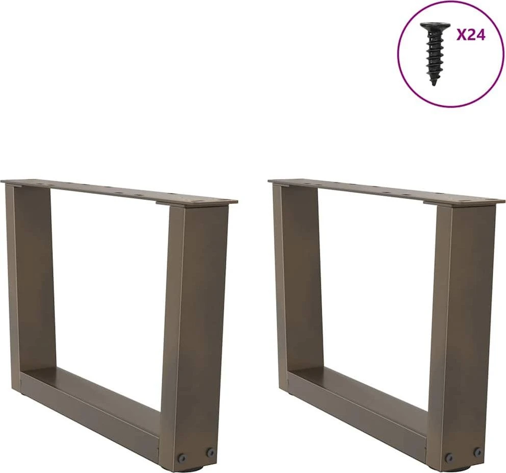 Kavos staliuko kojelės, V formos, 2 vnt., natūralus plienas, 50x(30-31,3) cm, plienas