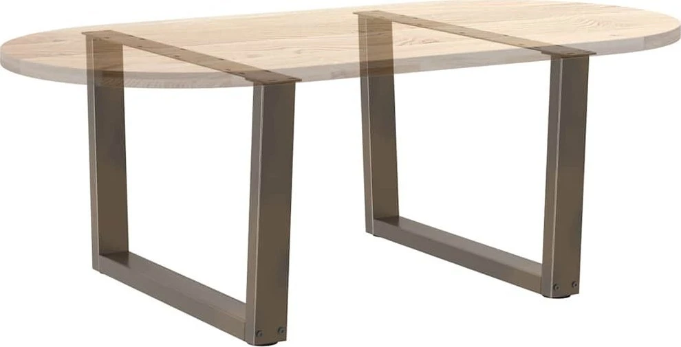 Kavos staliuko kojelės, V formos, 2 vnt., natūralus plienas, 70x(42-43,3) cm, plienas