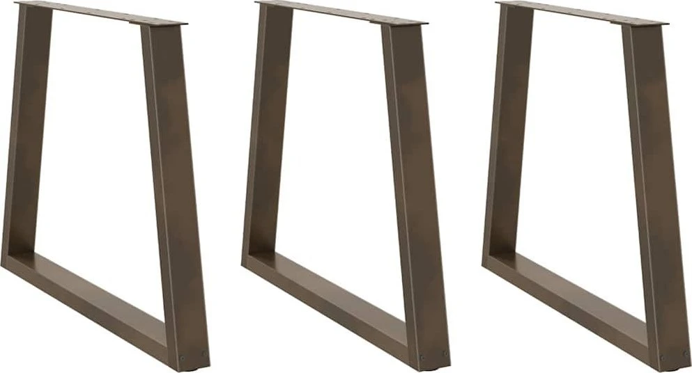 Valgomojo stalo kojelės, V formos, 3 vnt., natūralus plienas, 80x(72-73,3) cm, plienas