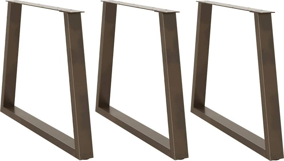 Valgomojo stalo kojelės, V formos, 3 vnt., natūralus plienas, 90x(72-73,3) cm, plienas