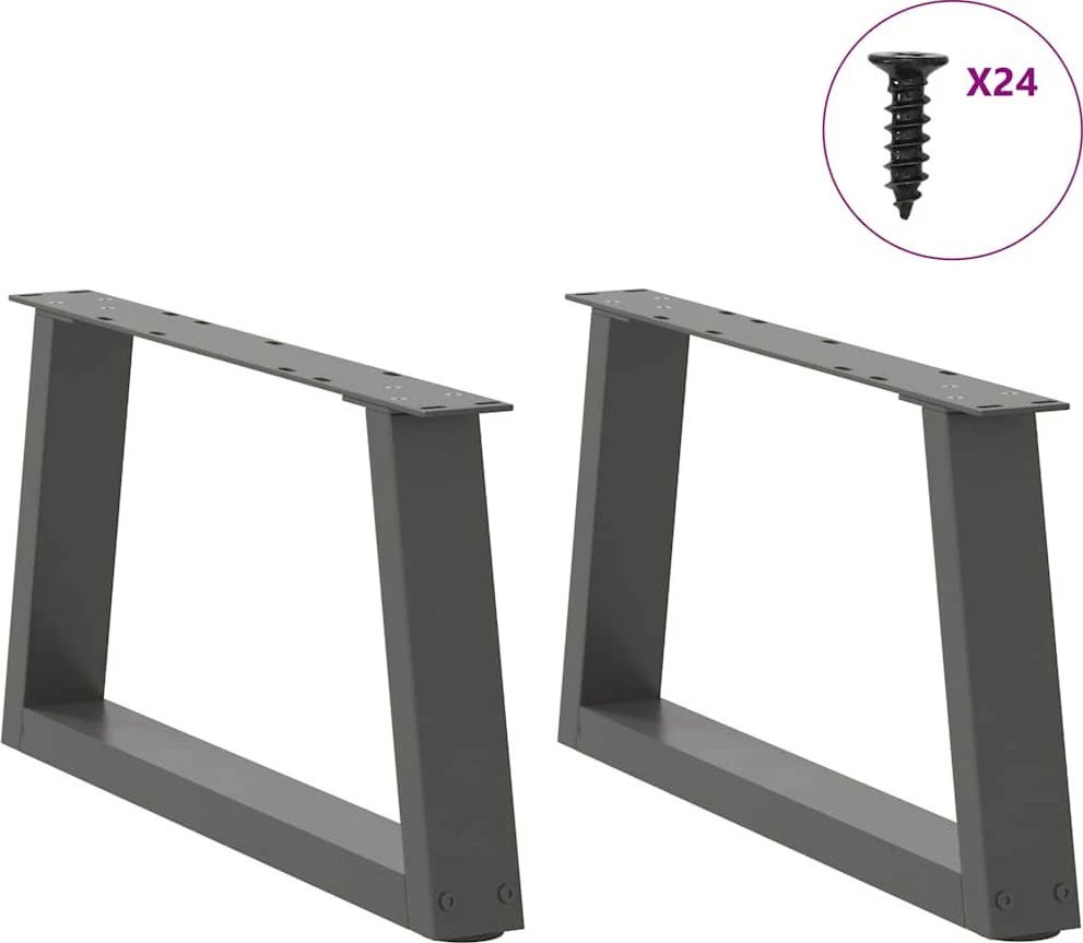 Kavos staliuko kojelės, V formos, 2 vnt., antracito spalvos, 60x(30-31,3) cm, plienas